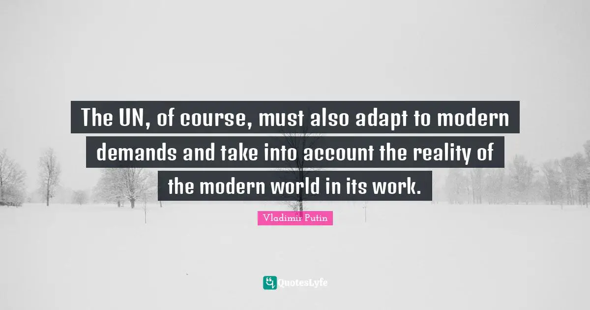 The UN, of course, must also adapt to modern demands and take into account the reality of the modern world in its work.
