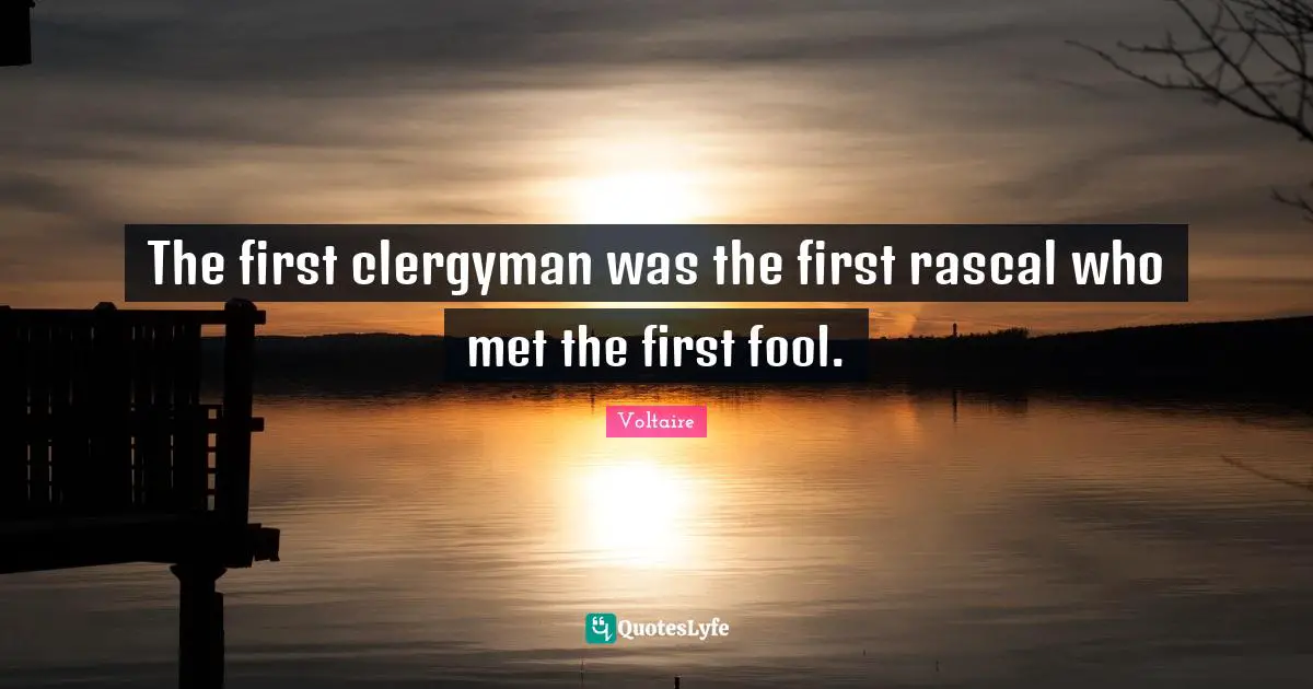 The first clergyman was the first rascal who met the first fool.