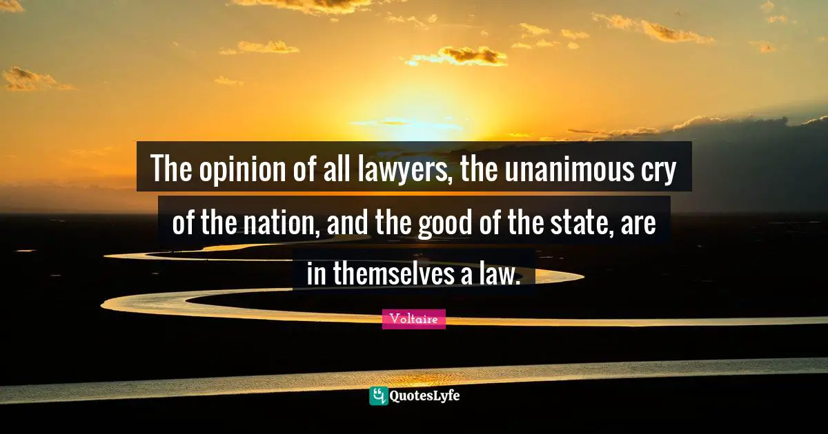 The opinion of all lawyers, the unanimous cry of the nation, and the good of the state, are in themselves a law.