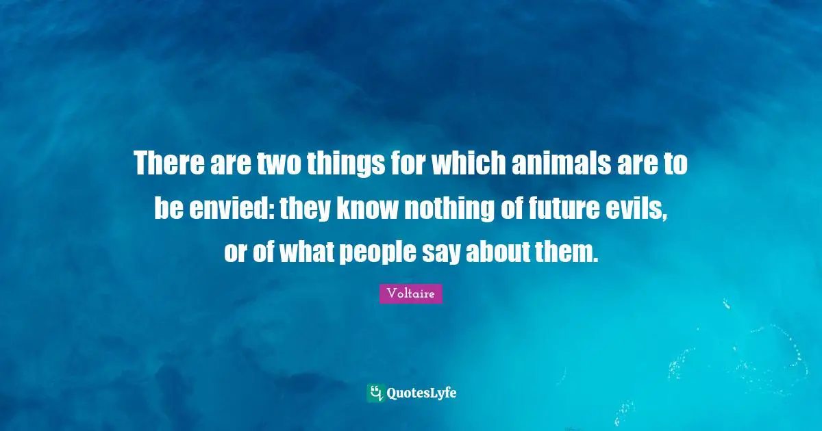There are two things for which animals are to be envied: they know nothing of future evils, or of what people say about them.