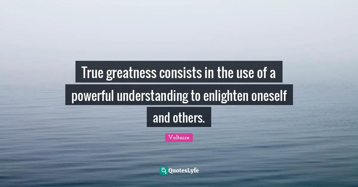 True greatness consists in the use of a powerful understanding to enlighten oneself and others.