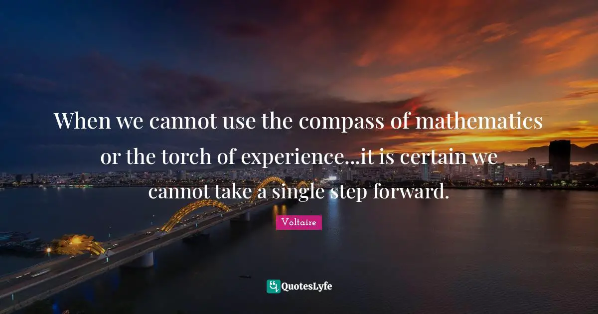 When we cannot use the compass of mathematics or the torch of experience...it is certain we cannot take a single step forward.