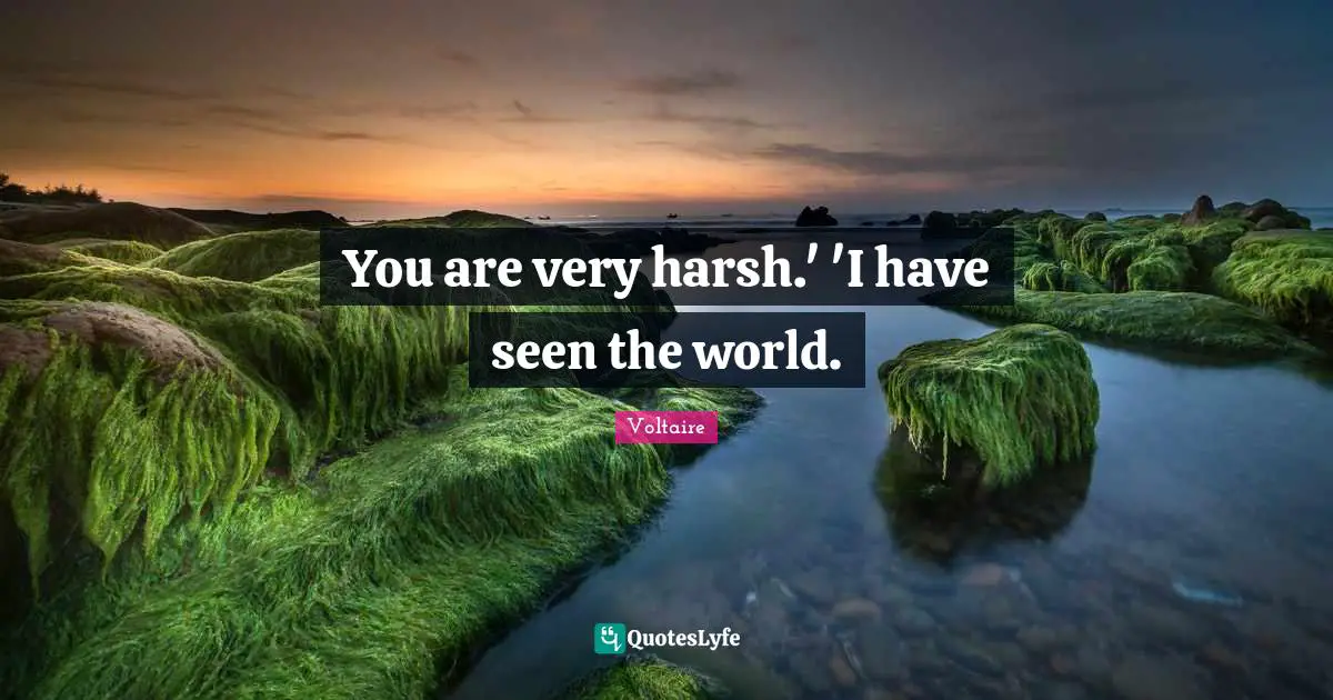 You are very harsh.' 'I have seen the world.