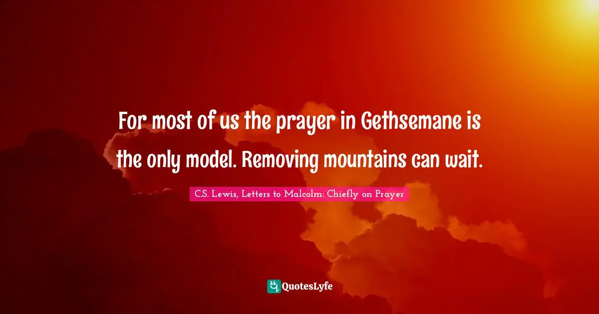 For most of us the prayer in Gethsemane is the only model. Removing mountains can wait.