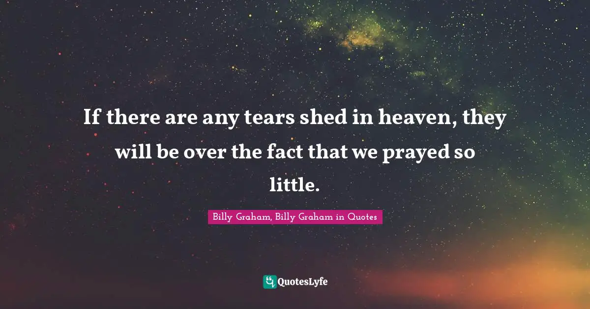 If there are any tears shed in heaven, they will be over the fact that we prayed so little.