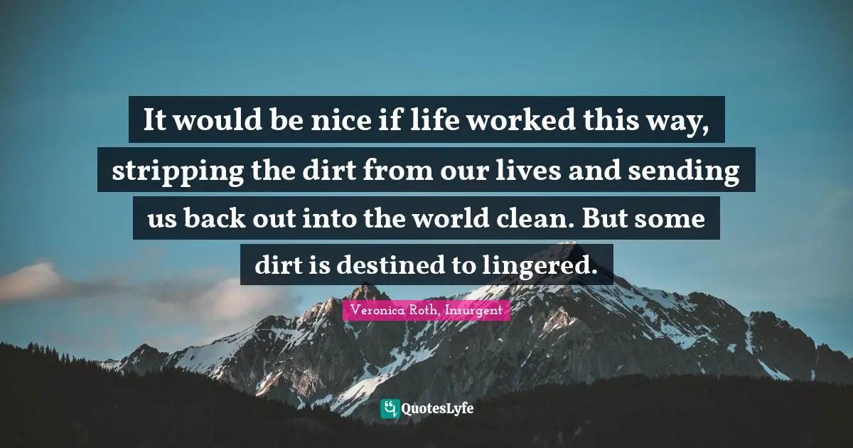 Struggles Quotes: "It would be nice if life worked this way, stripping the dirt from our lives and sending us back out into the world clean. But some dirt is destined to lingered."