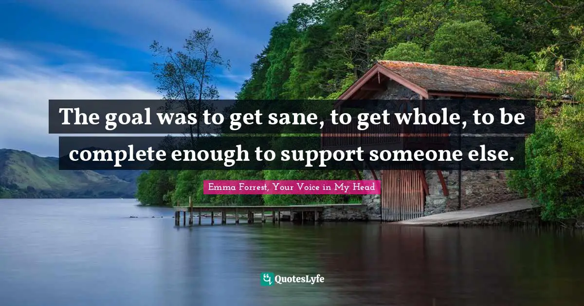 The goal was to get sane, to get whole, to be complete enough to support someone else.