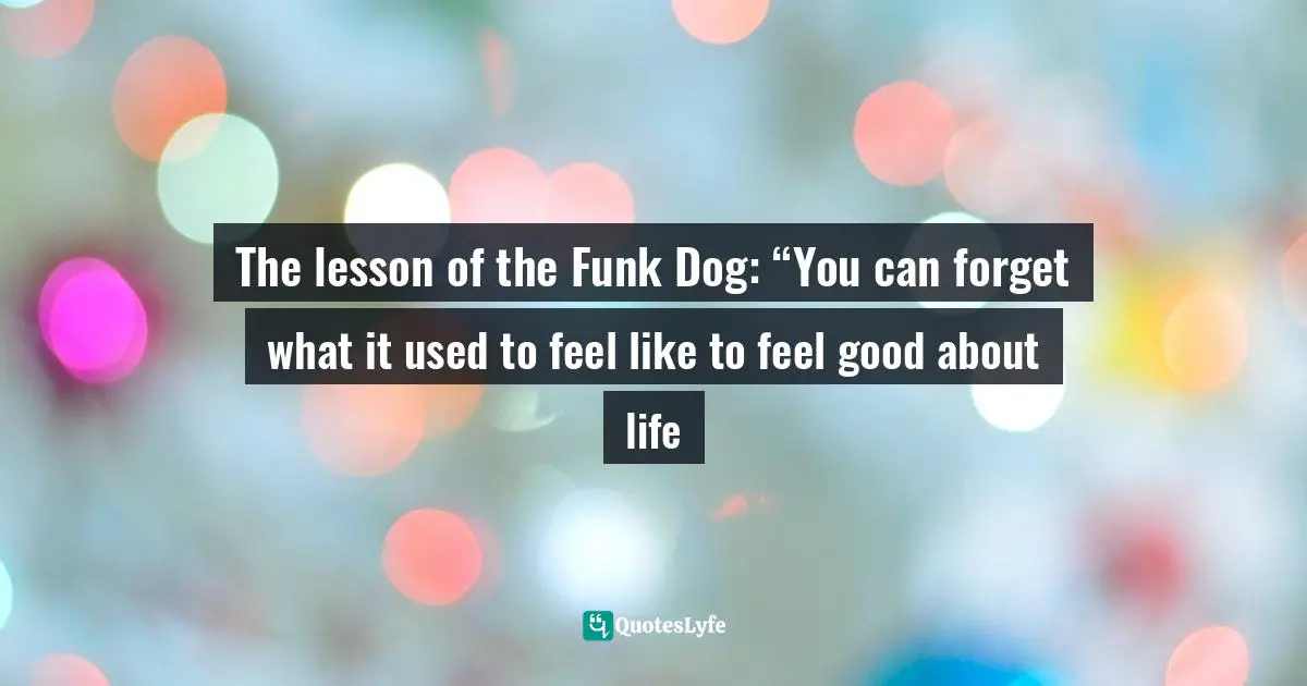 The lesson of the Funk Dog: “You can forget what it used to feel like to feel good about life