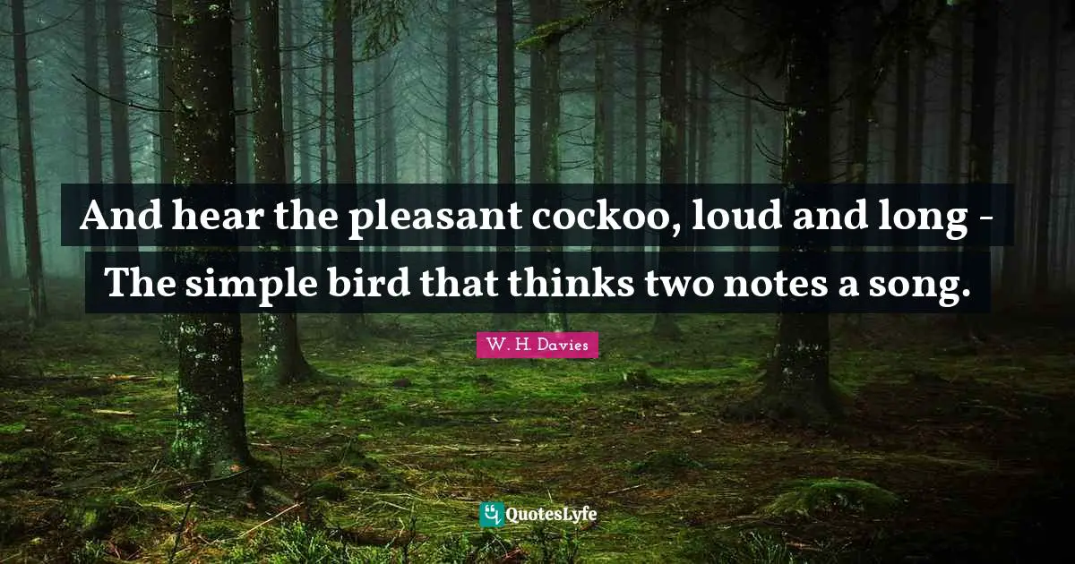 And hear the pleasant cockoo, loud and long - The simple bird that thinks two notes a song.