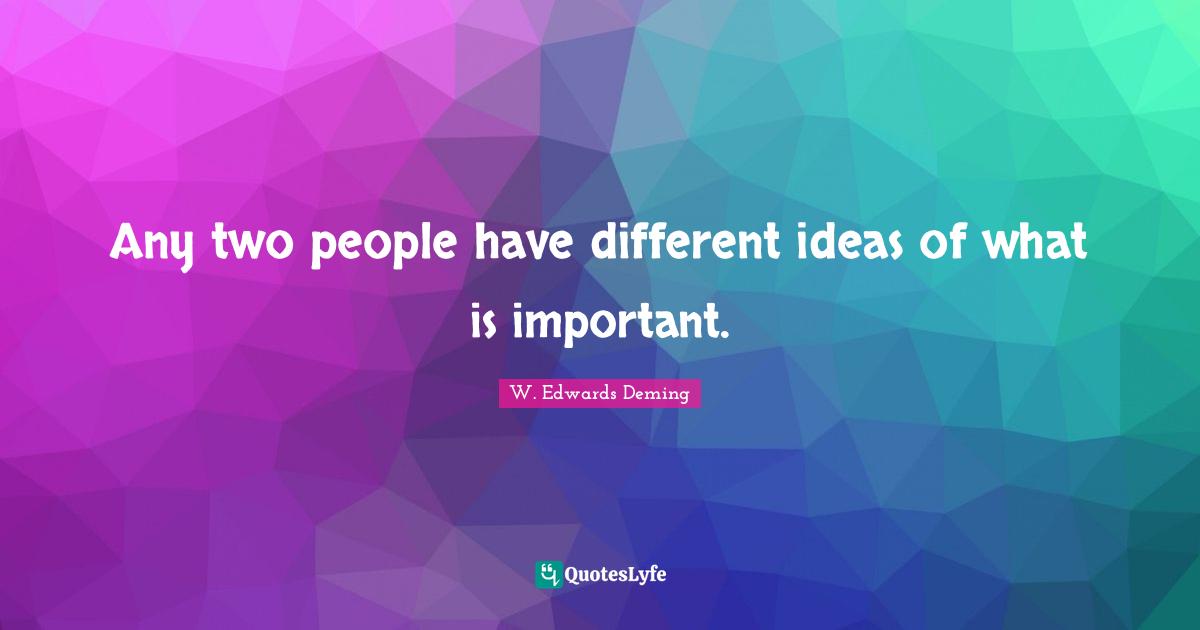 Different Ideas Quotes: "Any two people have different ideas of what is important."