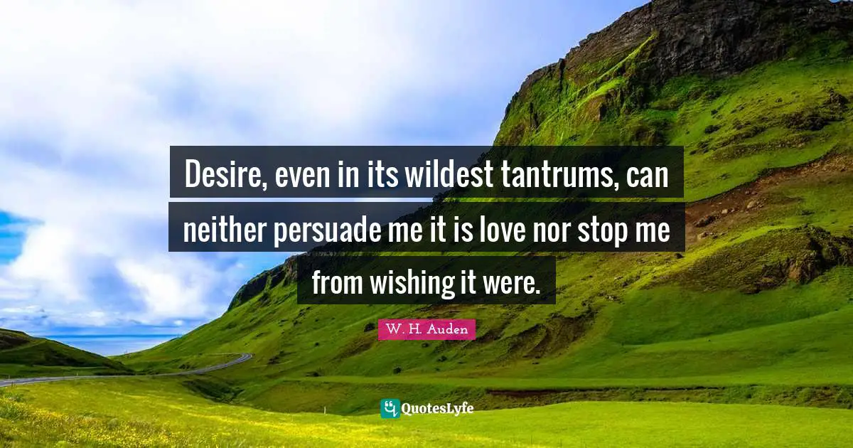 Desire, even in its wildest tantrums, can neither persuade me it is love nor stop me from wishing it were.
