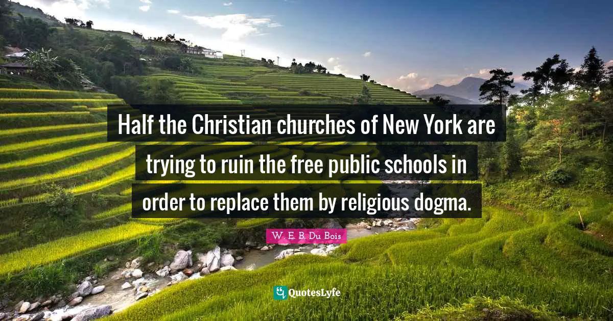 Half the Christian churches of New York are trying to ruin the free public schools in order to replace them by religious dogma.
