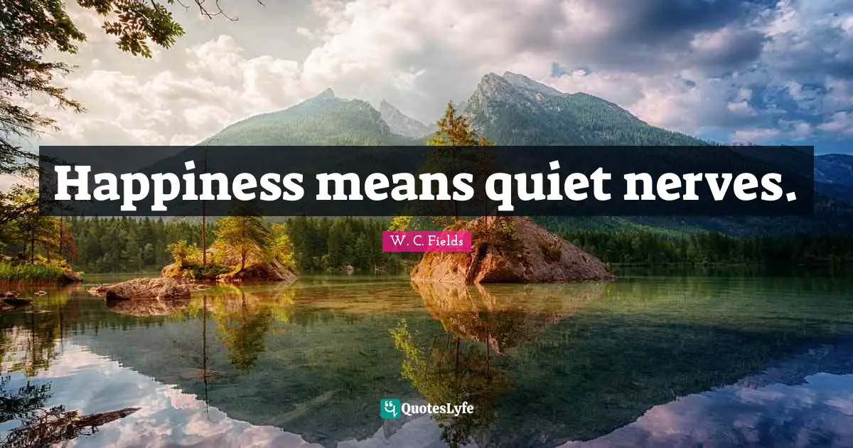 Happiness means quiet nerves.