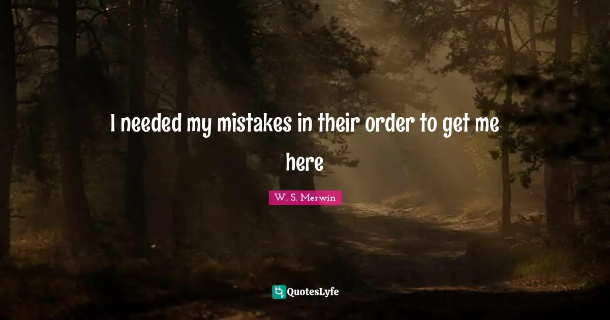 I needed my mistakes in their order to get me here