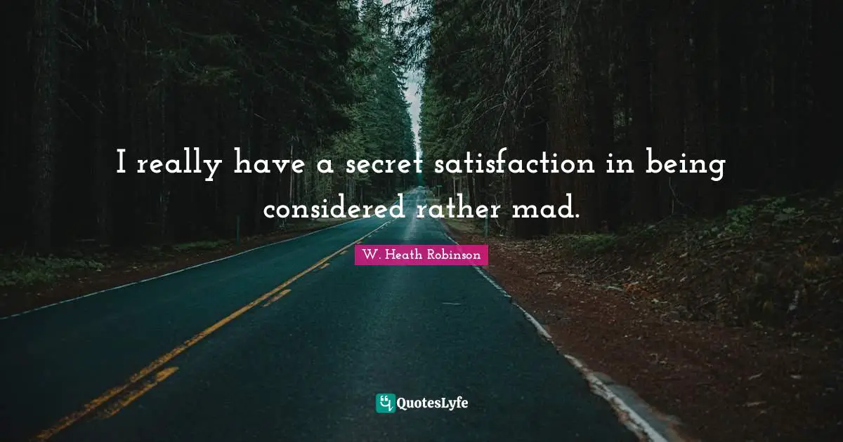 I really have a secret satisfaction in being considered rather mad.