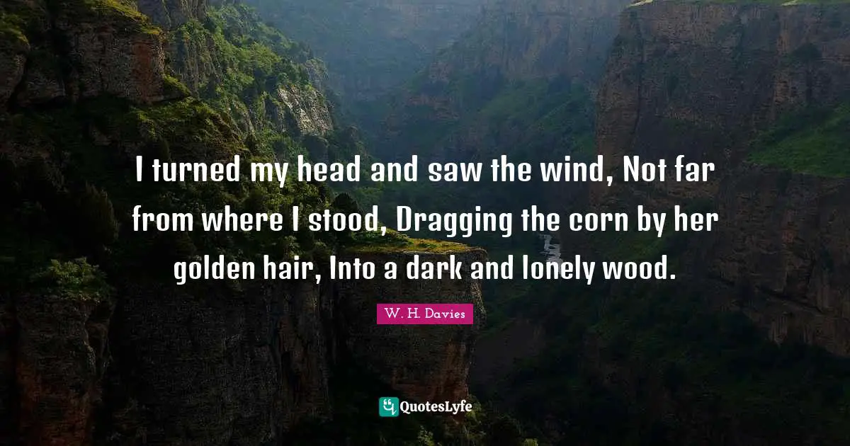 I turned my head and saw the wind, Not far from where I stood, Dragging the corn by her golden hair, Into a dark and lonely wood.