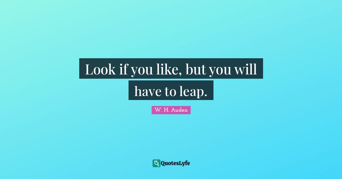 Look if you like, but you will have to leap.