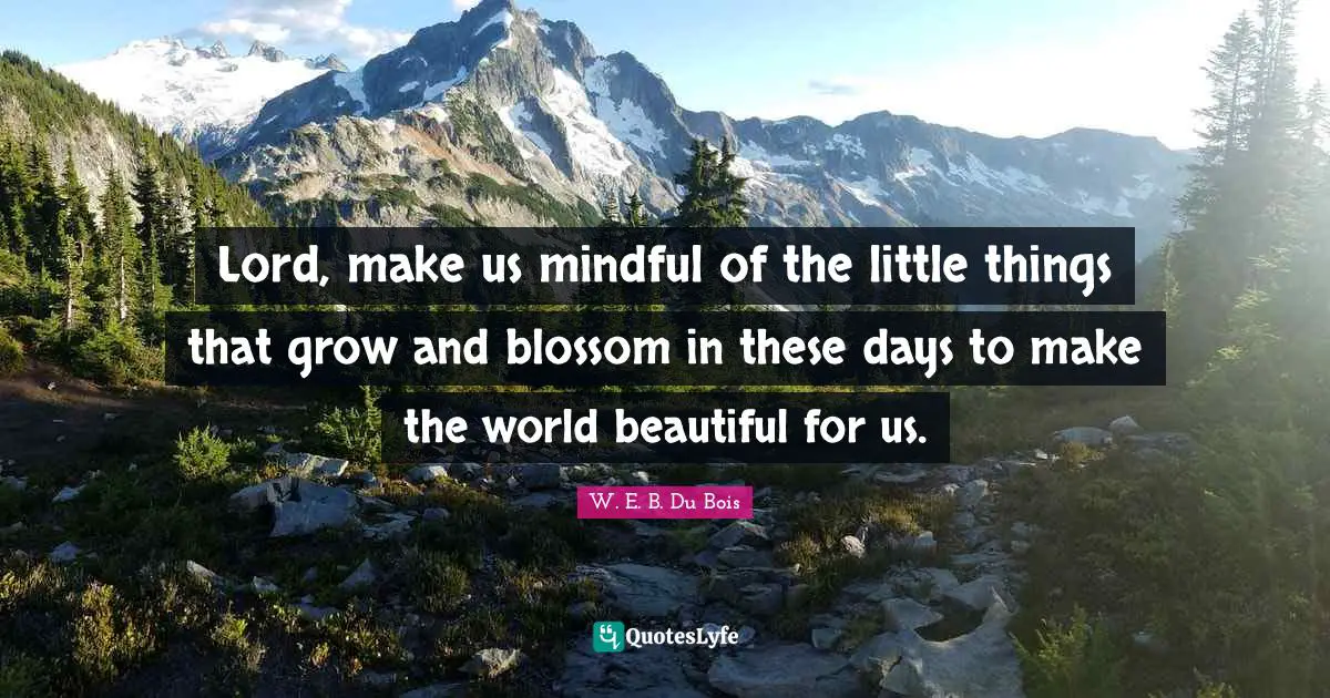 Lord, make us mindful of the little things that grow and blossom in these days to make the world beautiful for us.