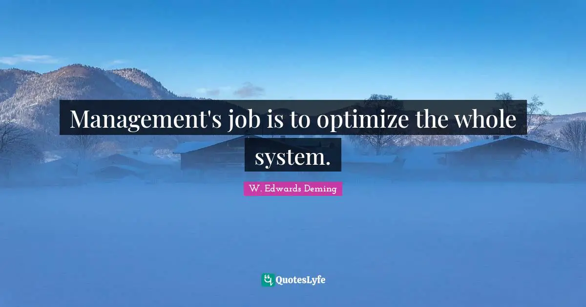 Management's job is to optimize the whole system.
