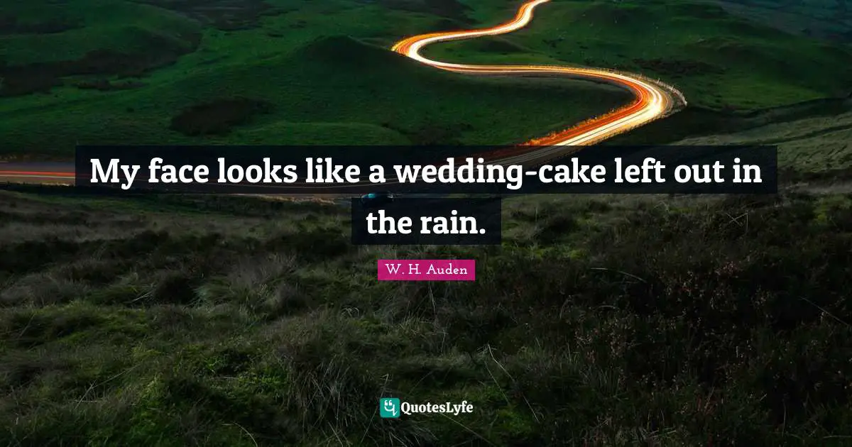 My face looks like a wedding-cake left out in the rain.