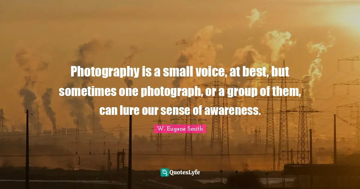 Awareness Quotes: "Photography is a small voice, at best, but sometimes one photograph, or a group of them, can lure our sense of awareness."