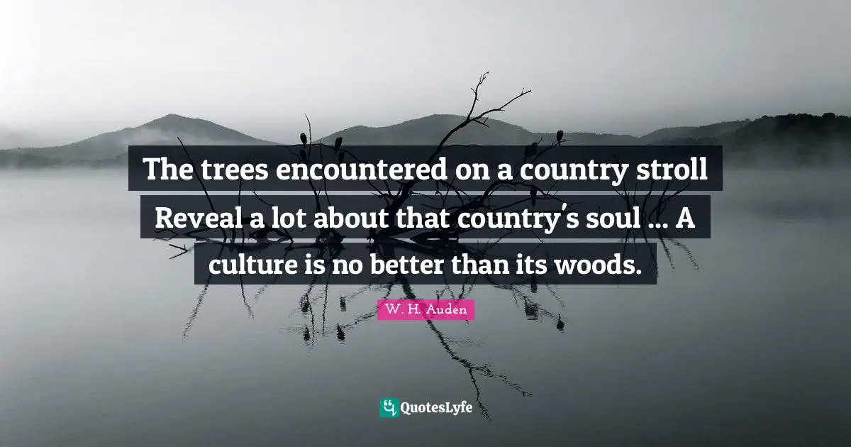 The trees encountered on a country stroll Reveal a lot about that country's soul ... A culture is no better than its woods.