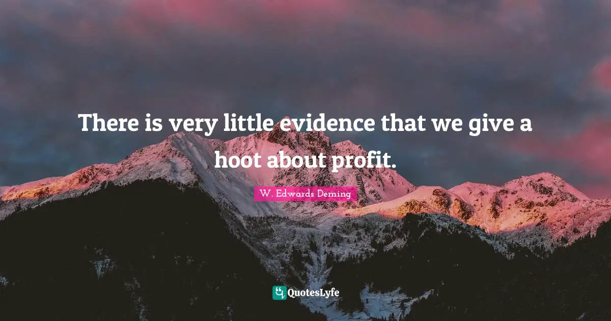 There is very little evidence that we give a hoot about profit.