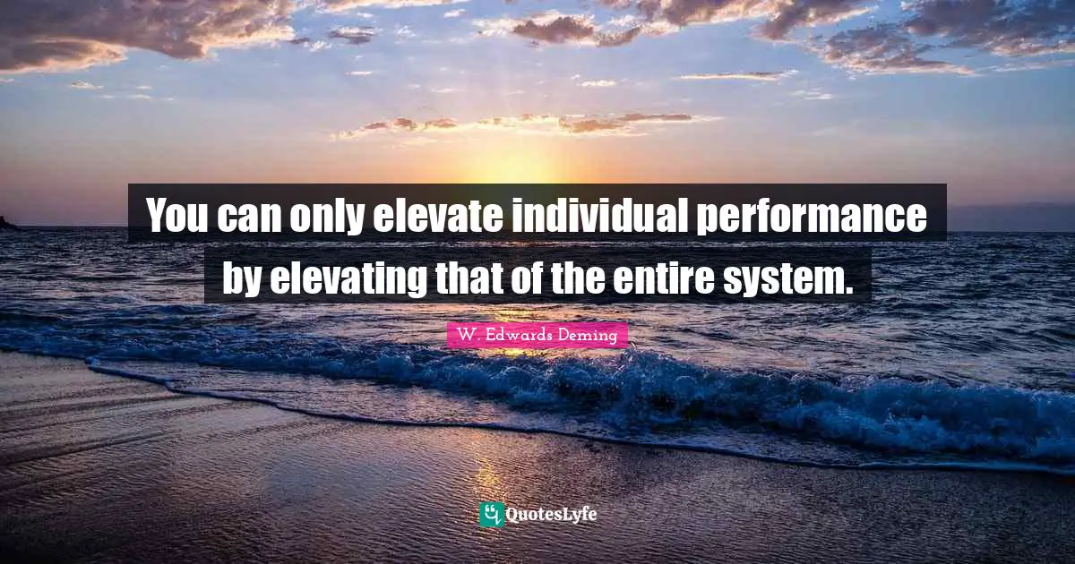 Elevating Quotes: "You can only elevate individual performance by elevating that of the entire system."