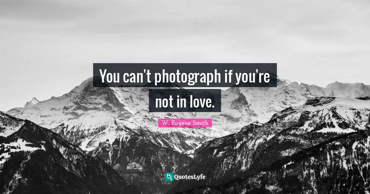 W. Eugene Smith Quotes: "You can't photograph if you're not in love."