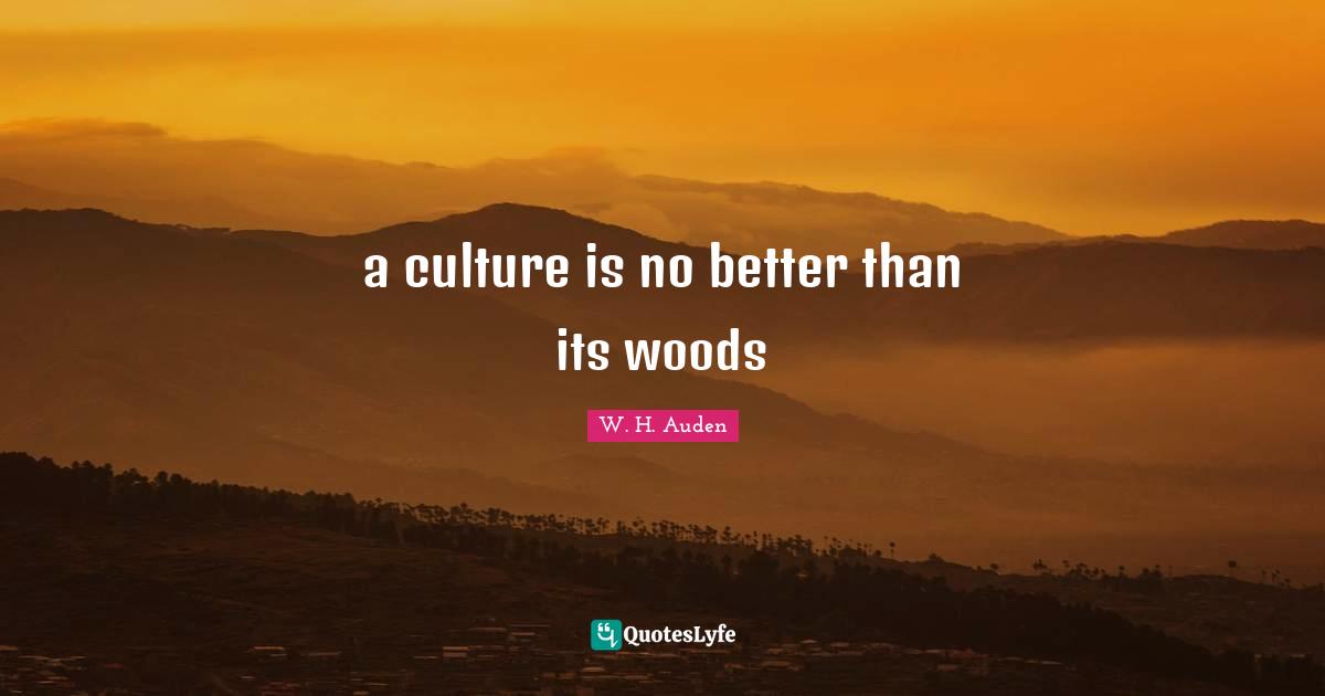 a culture is no better than its woods