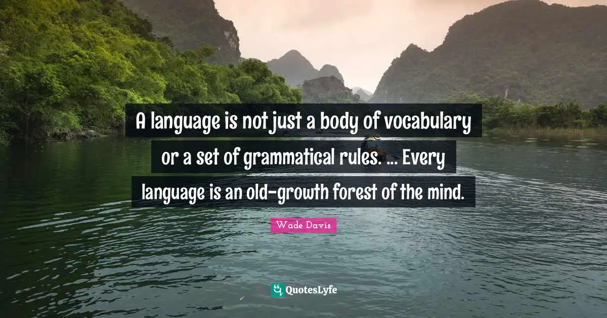 Vocabulary Quotes: "A language is not just a body of vocabulary or a set of grammatical rules. ... Every language is an old-growth forest of the mind."