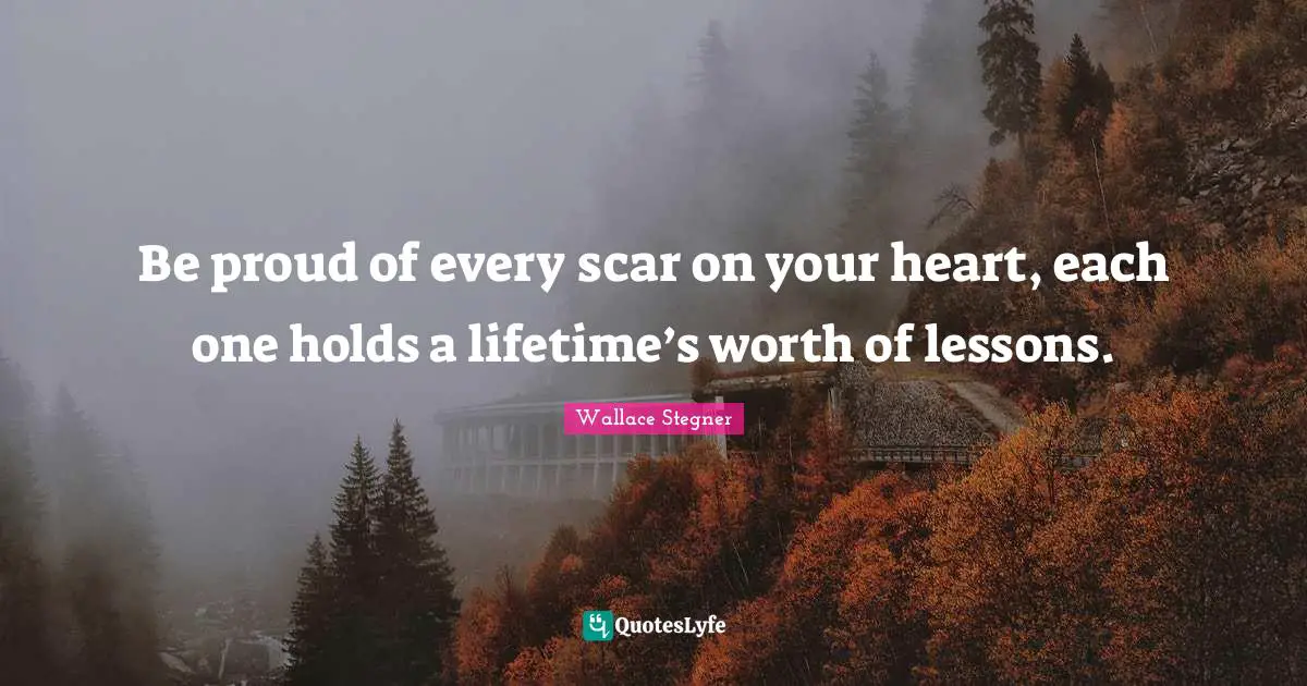 Be Proud Quotes: "Be proud of every scar on your heart, each one holds a lifetime’s worth of lessons."