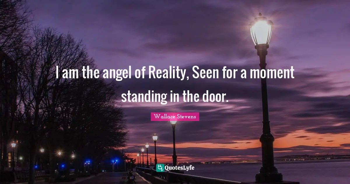 I am the angel of Reality, Seen for a moment standing in the door.