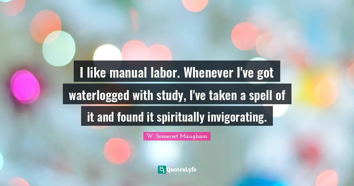 I like manual labor. Whenever I've got waterlogged with study, I've taken a spell of it and found it spiritually invigorating.