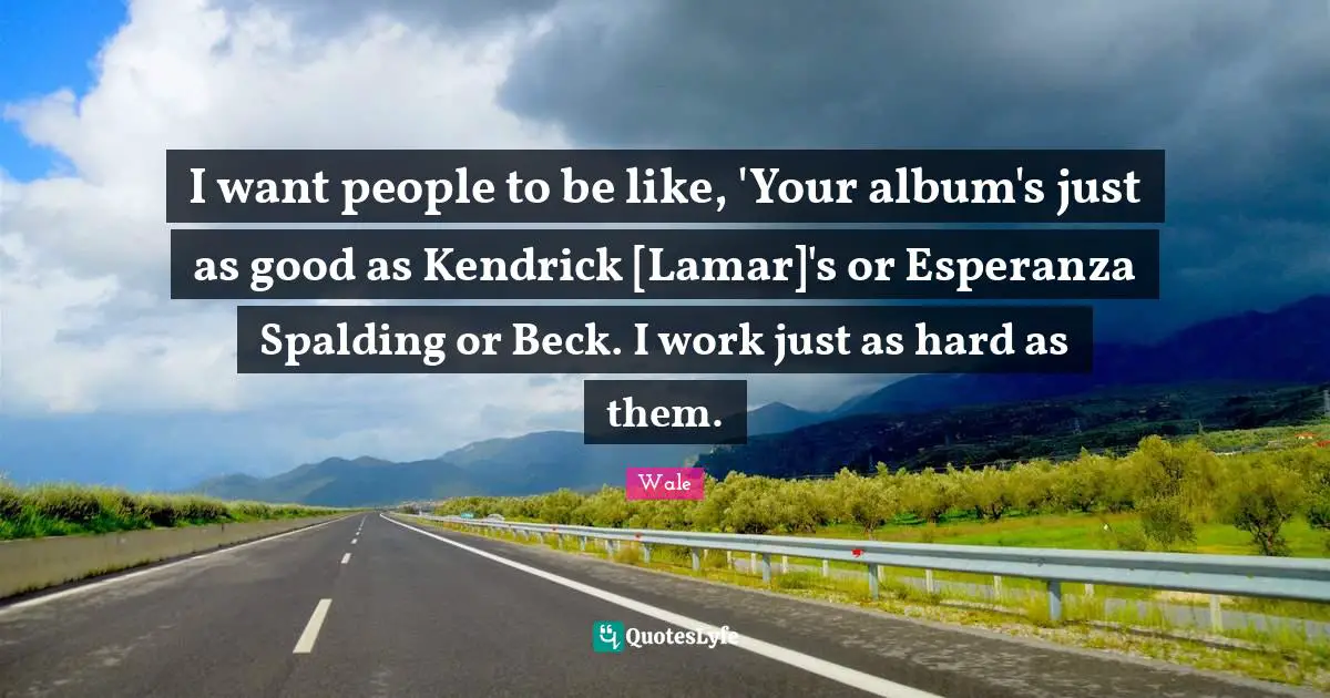 I want people to be like, 'Your album's just as good as Kendrick [Lamar]'s or Esperanza Spalding or Beck. I work just as hard as them.