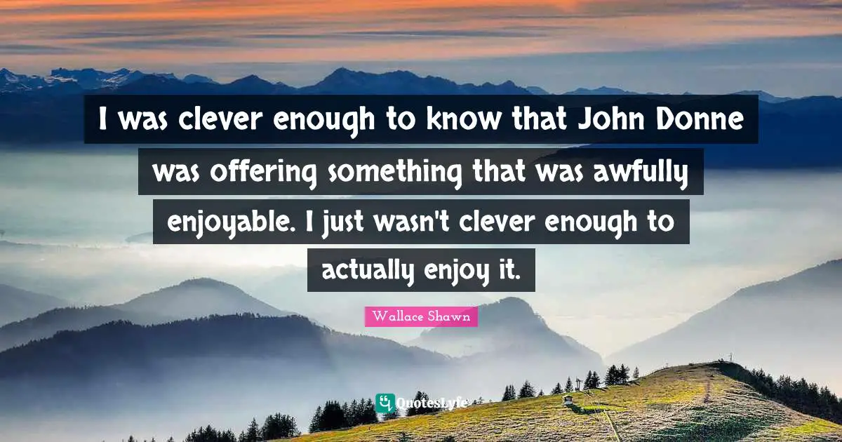 Wallace Shawn Quotes: "I was clever enough to know that John Donne was offering something that was awfully enjoyable. I just wasn't clever enough to actually enjoy it."