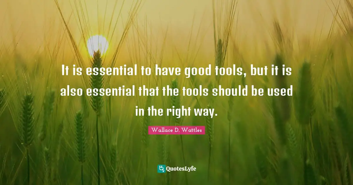 It is essential to have good tools, but it is also essential that the tools should be used in the right way.