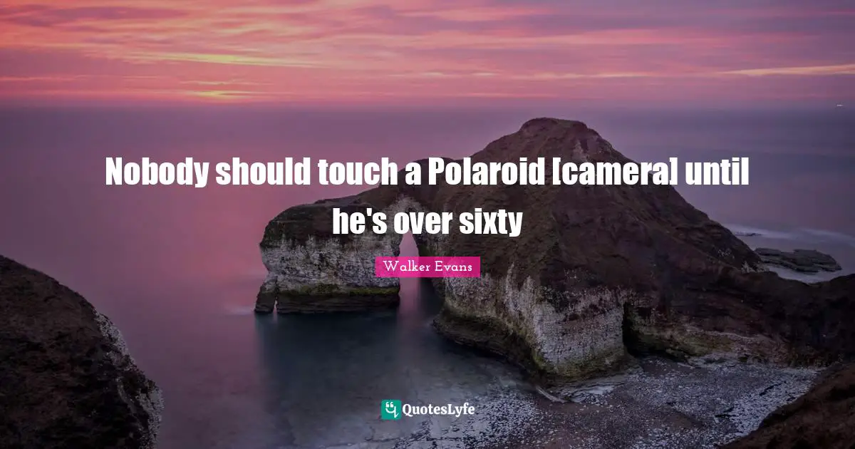 Nobody should touch a Polaroid [camera] until he's over sixty