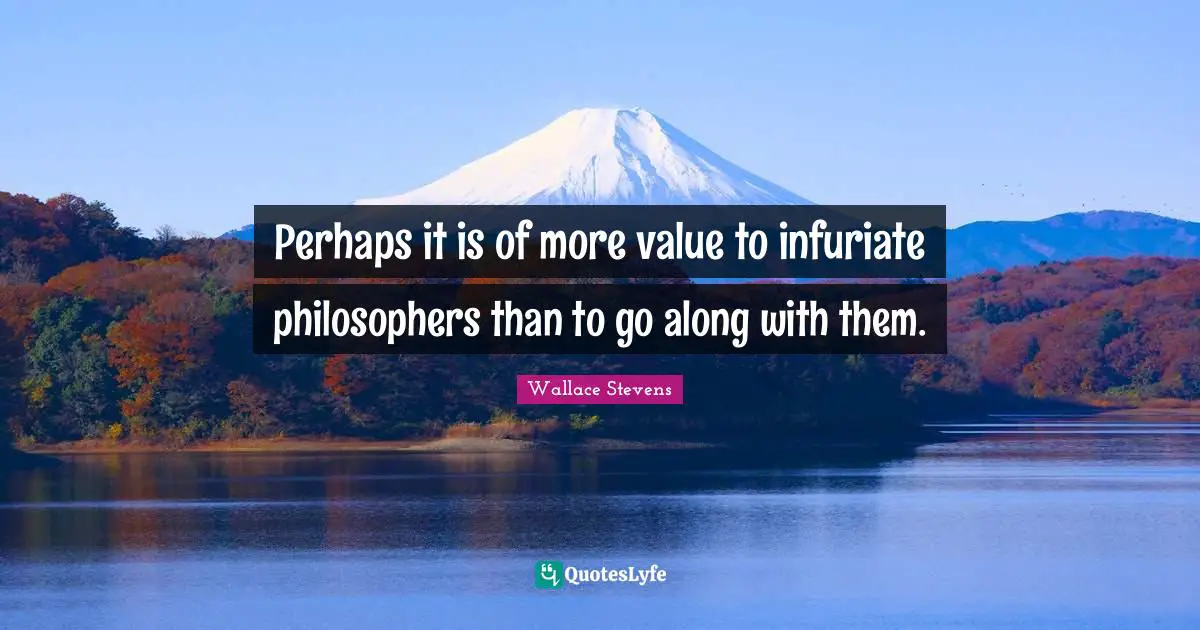 Perhaps it is of more value to infuriate philosophers than to go along with them.