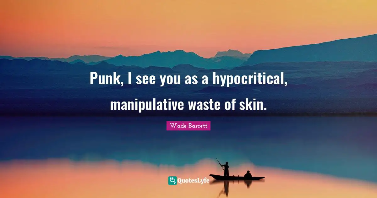 Punk, I see you as a hypocritical, manipulative waste of skin.