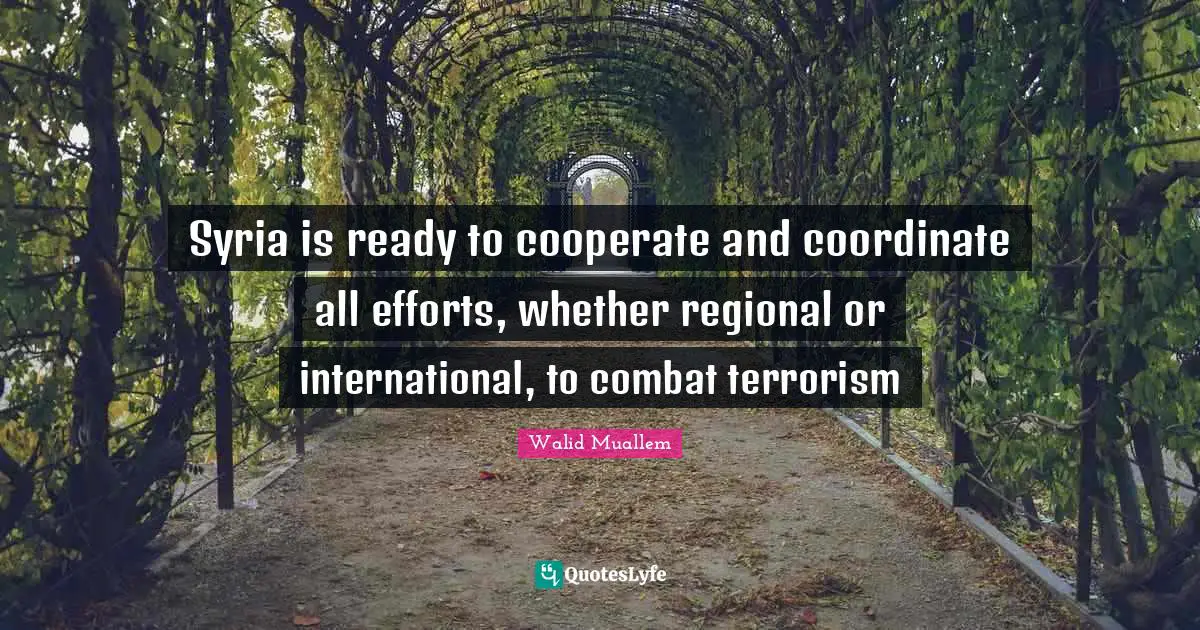 Syria is ready to cooperate and coordinate all efforts, whether regional or international, to combat terrorism