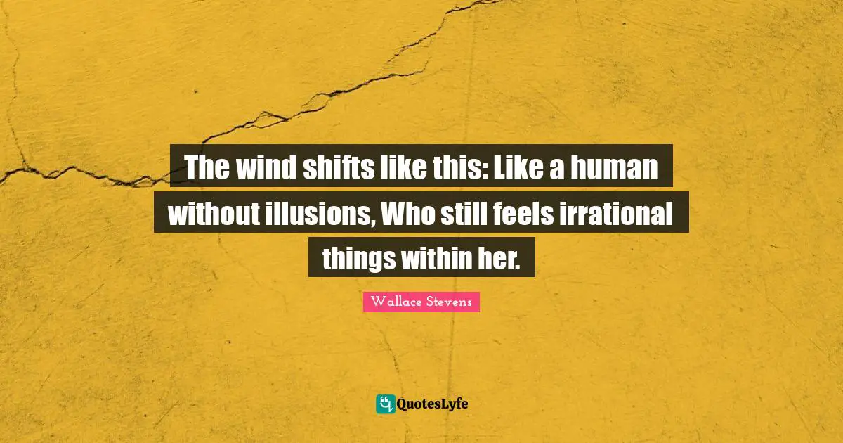 The wind shifts like this: Like a human without illusions, Who still feels irrational things within her.