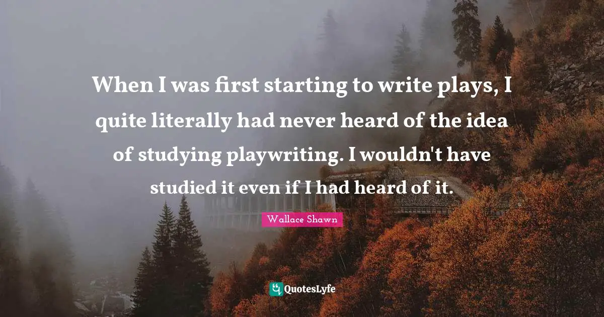 Wallace Shawn Quotes: "When I was first starting to write plays, I quite literally had never heard of the idea of studying playwriting. I wouldn't have studied it even if I had heard of it."