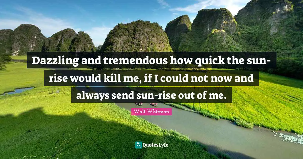 Dazzling and tremendous how quick the sun-rise would kill me, if I could not now and always send sun-rise out of me.