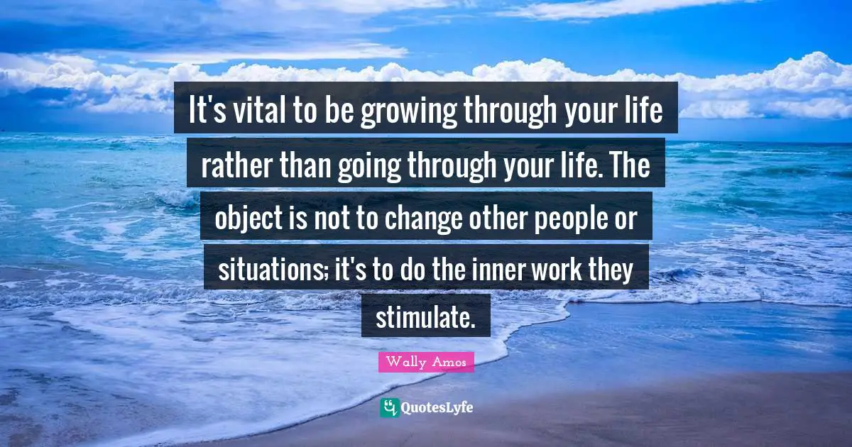 It's vital to be growing through your life rather than going through your life. The object is not to change other people or situations; it's to do the inner work they stimulate.