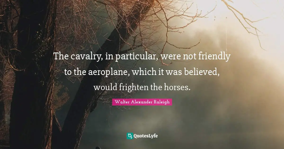 The cavalry, in particular, were not friendly to the aeroplane, which it was believed, would frighten the horses.