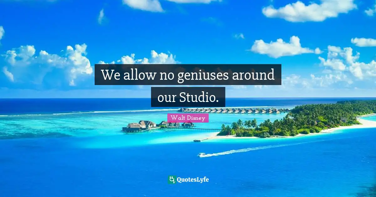 We allow no geniuses around our Studio.