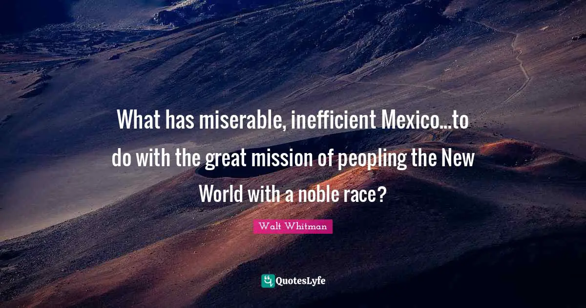 What has miserable, inefficient Mexico...to do with the great mission of peopling the New World with a noble race?