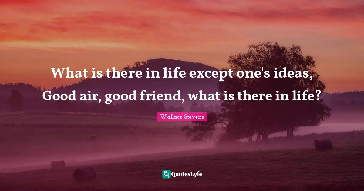 What is there in life except one's ideas, Good air, good friend, what is there in life?