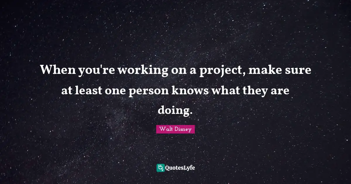 When you're working on a project, make sure at least one person knows what they are doing.